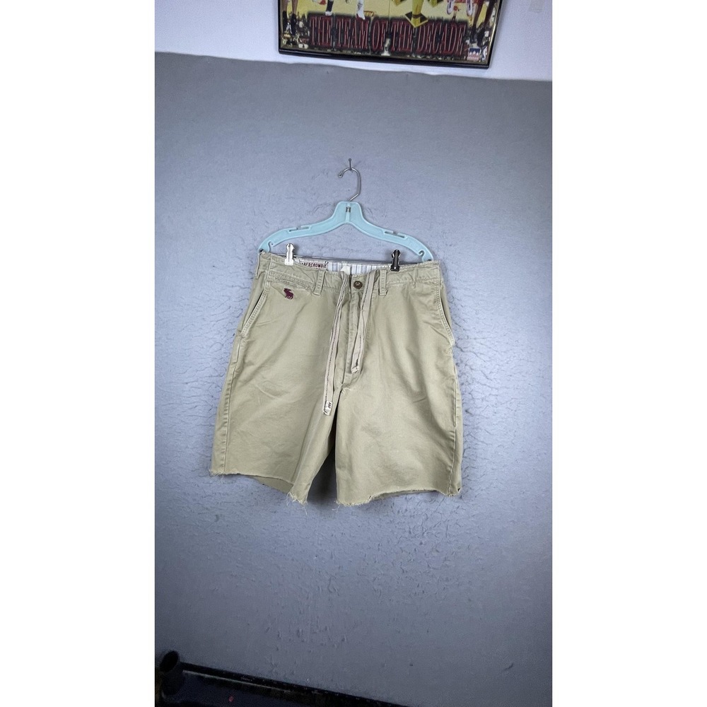 Abercrombie & Fitch‎ Shorts Mens 32 Beige Chino 9 Inch Inseam Drawstring Cutoff